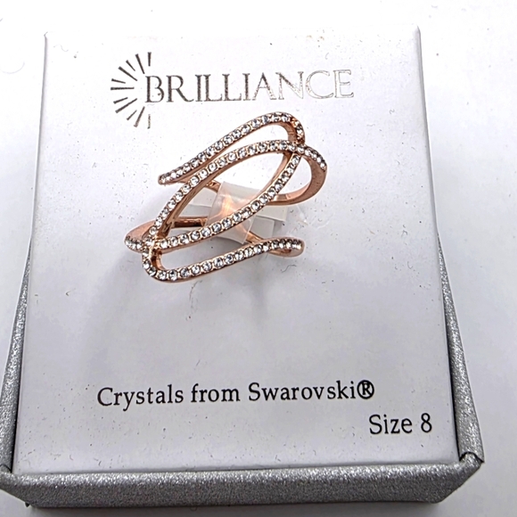 Crystal Brilliance Jewelry - Rose Gold Color Swarovski Crystal Ring Size 8
